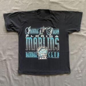 1993 Florida Marlinss T Black Inaugural Season Shirt Collection Tee